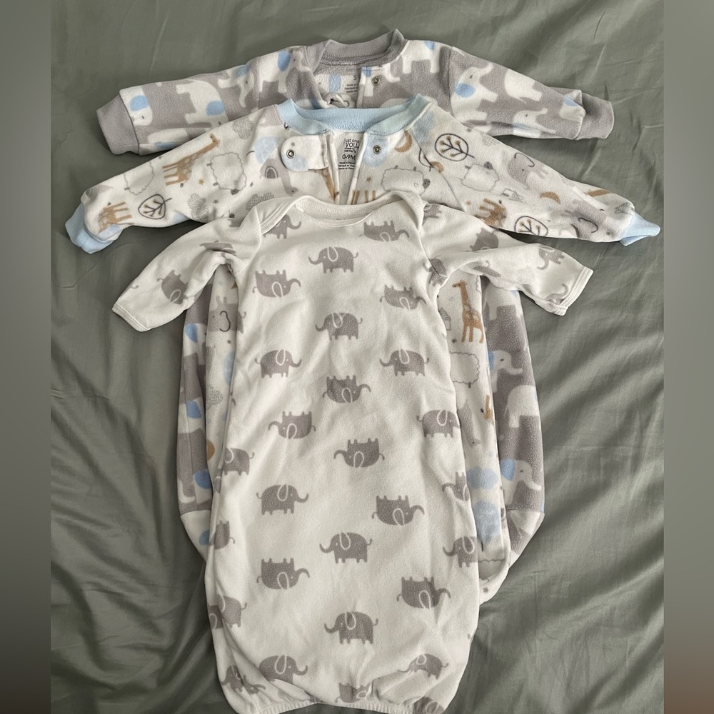 Carters fleece sleep sack - set of three- newborn and small size
